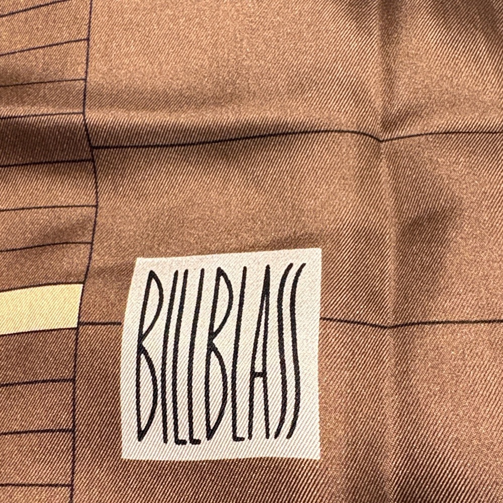 Billblass Brown Graphic Silk Scarf